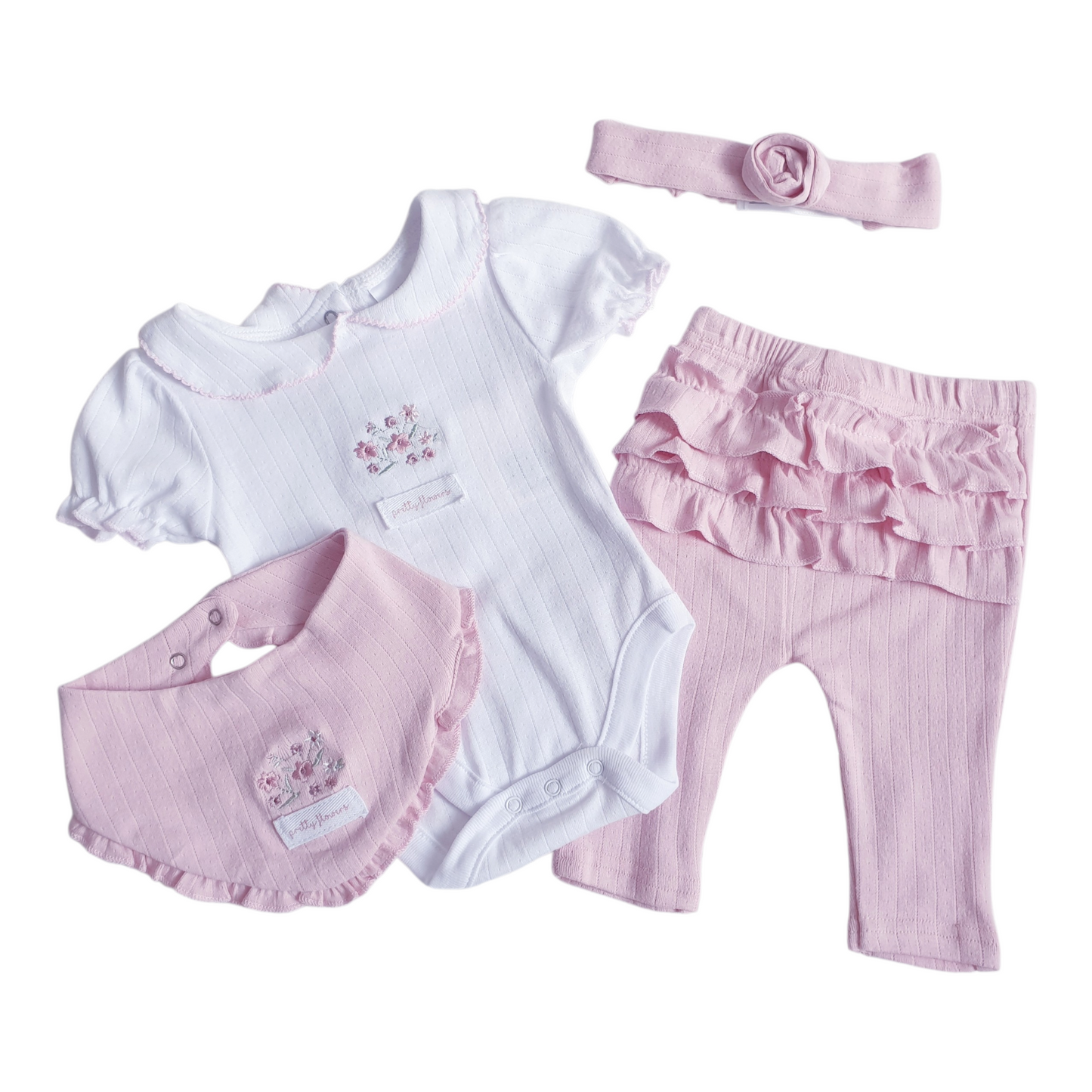Baby Girls Pink Ribbed Leggings Set
