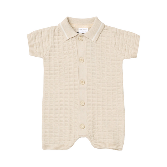 Baby Boys Beige Knitted Romper