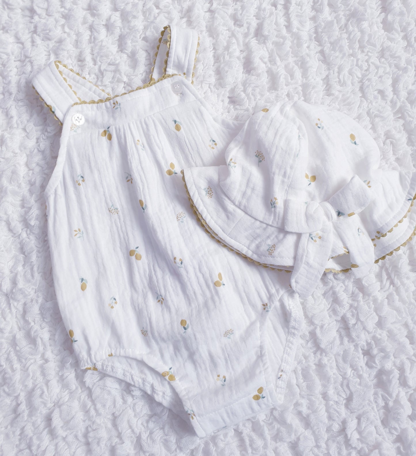 Baby Girls Lemons Romper & Summer Hat