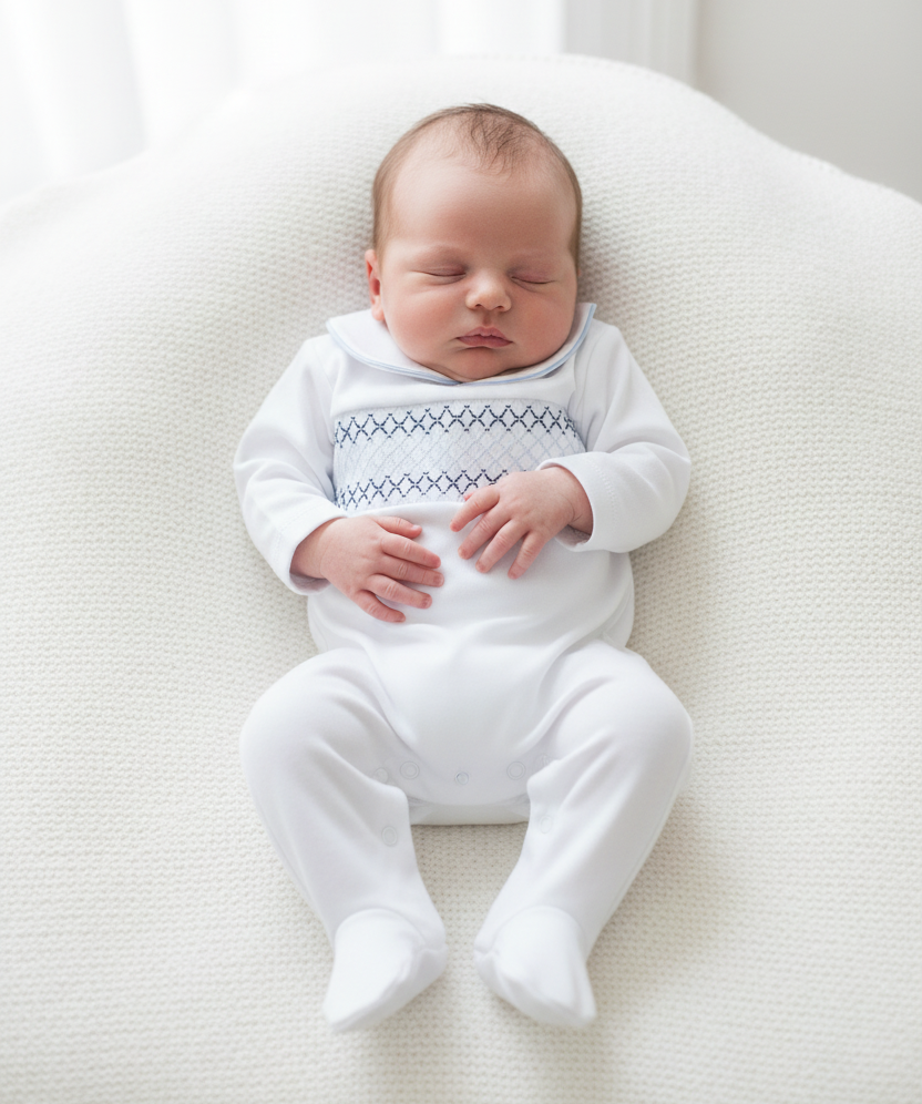 Baby Boys Spanish Smocked Babygrow