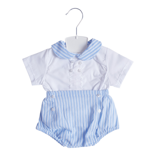 Baby Boys Blue White Striped Jam Pants Set