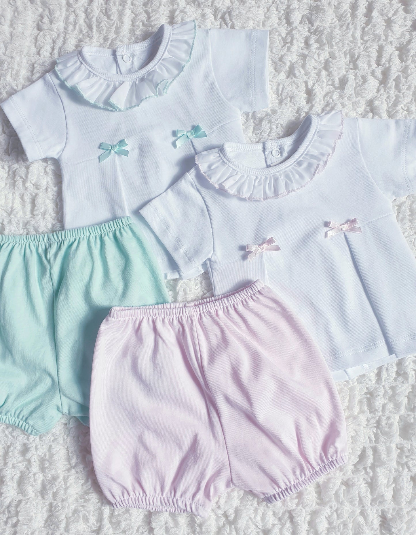 Baby Girls Spanish 2 Piece Shorts Set Pink/Mint