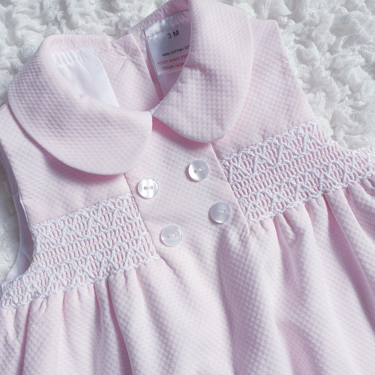 Baby Girls Smocked Romper Pink White Lemon Blue