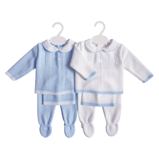 Baby Boys Spanish Knitted Set White Blue