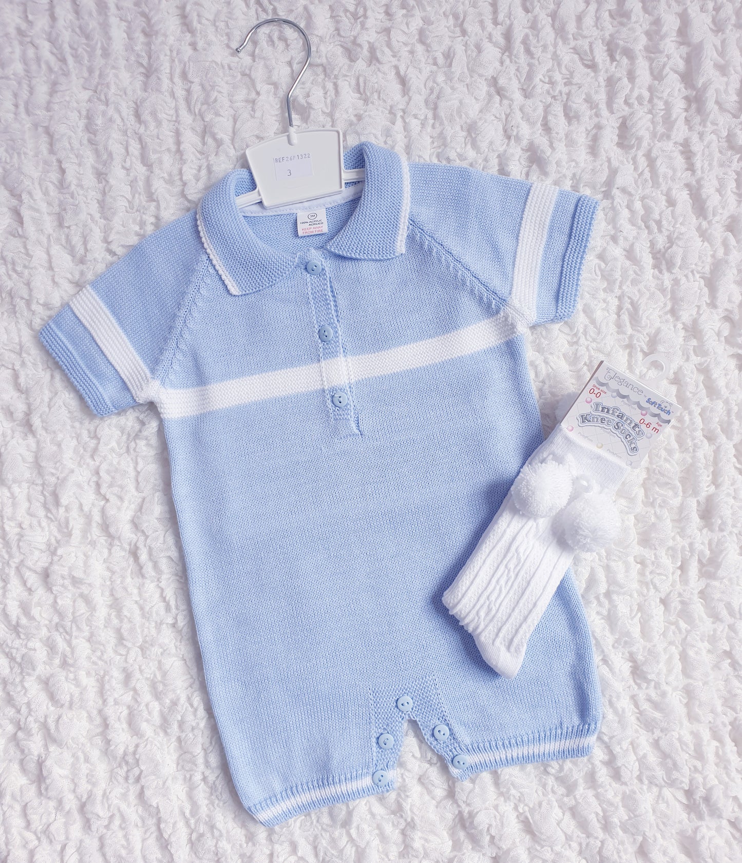 Baby Boys Blue Spanish Knitted Romper