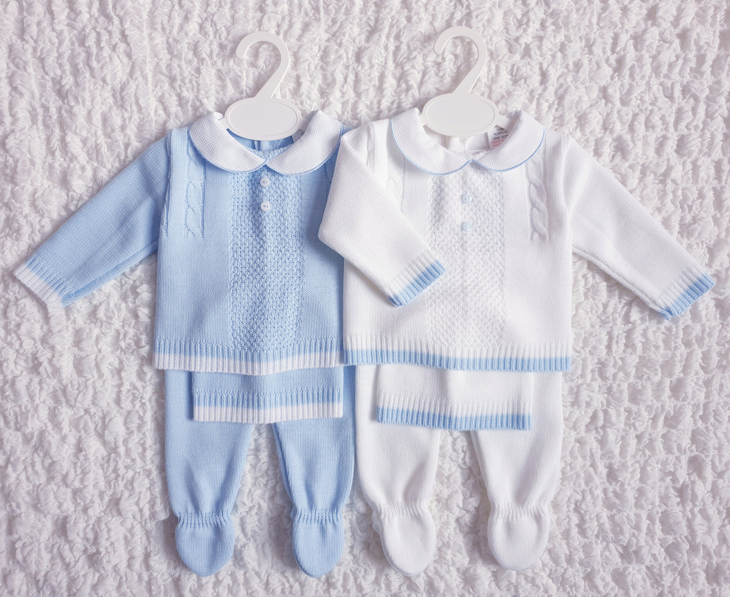 Baby Boys Spanish Knitted Set White Blue