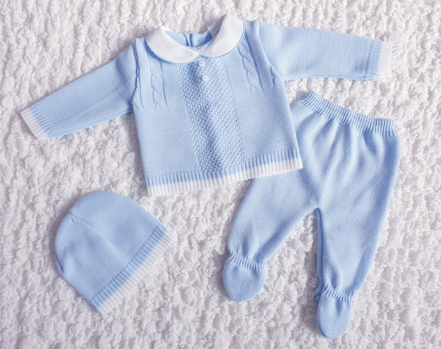 Baby Boys Spanish Knitted Set White Blue