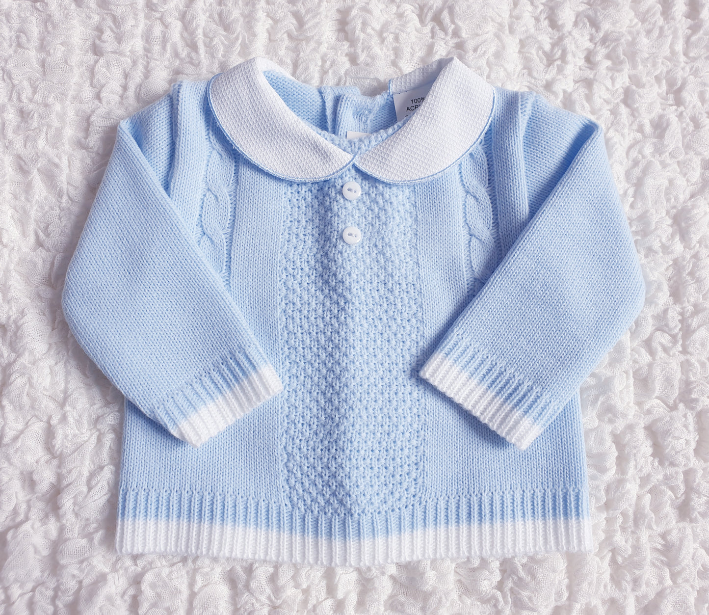 Baby Boys Spanish Knitted Set White Blue
