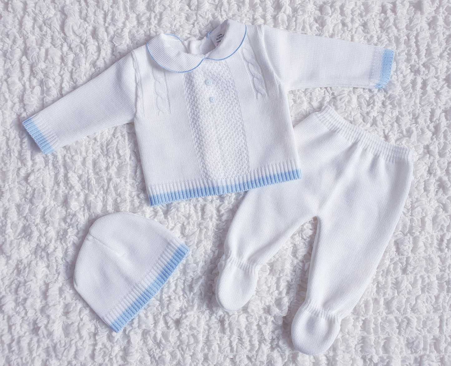Baby Boys Spanish Knitted Set White Blue