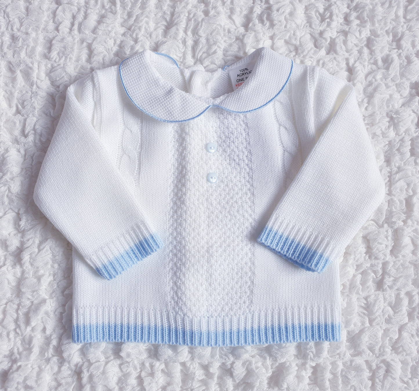 Baby Boys Spanish Knitted Set White Blue