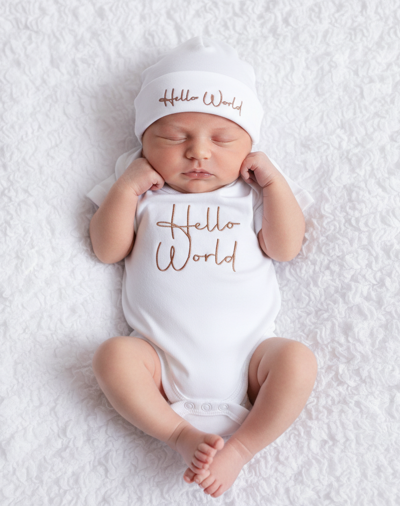 Baby Hello World Vest & Hat
