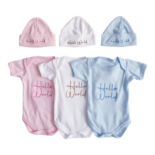 Baby Hello World Vest & Hat