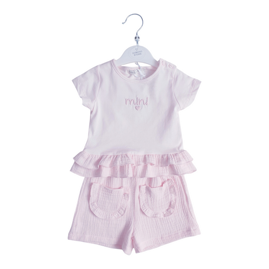 Baby Girls Pink Ruffle Shorts Set
