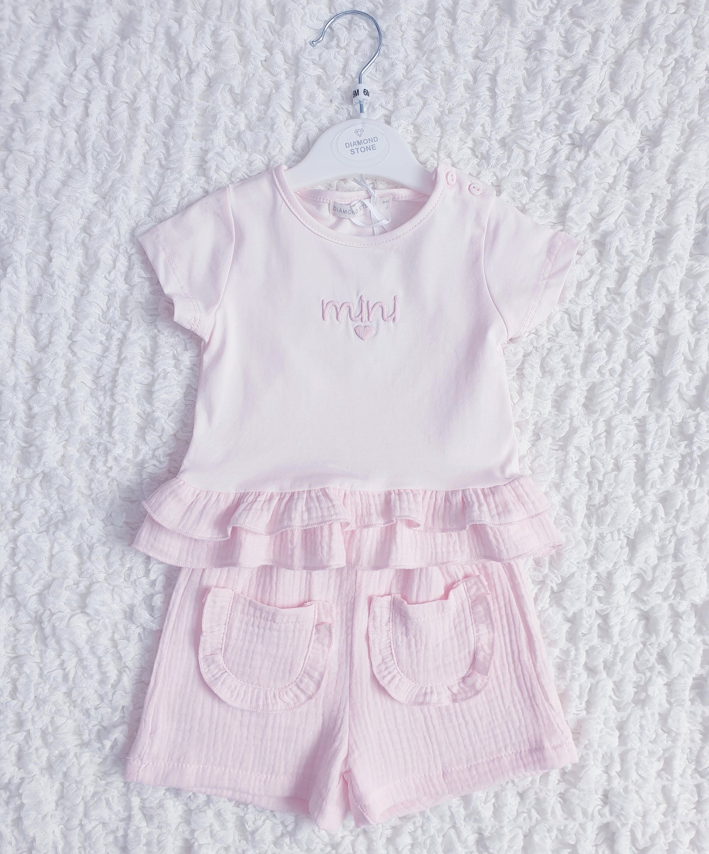 Baby Girls Pink Ruffle Shorts Set