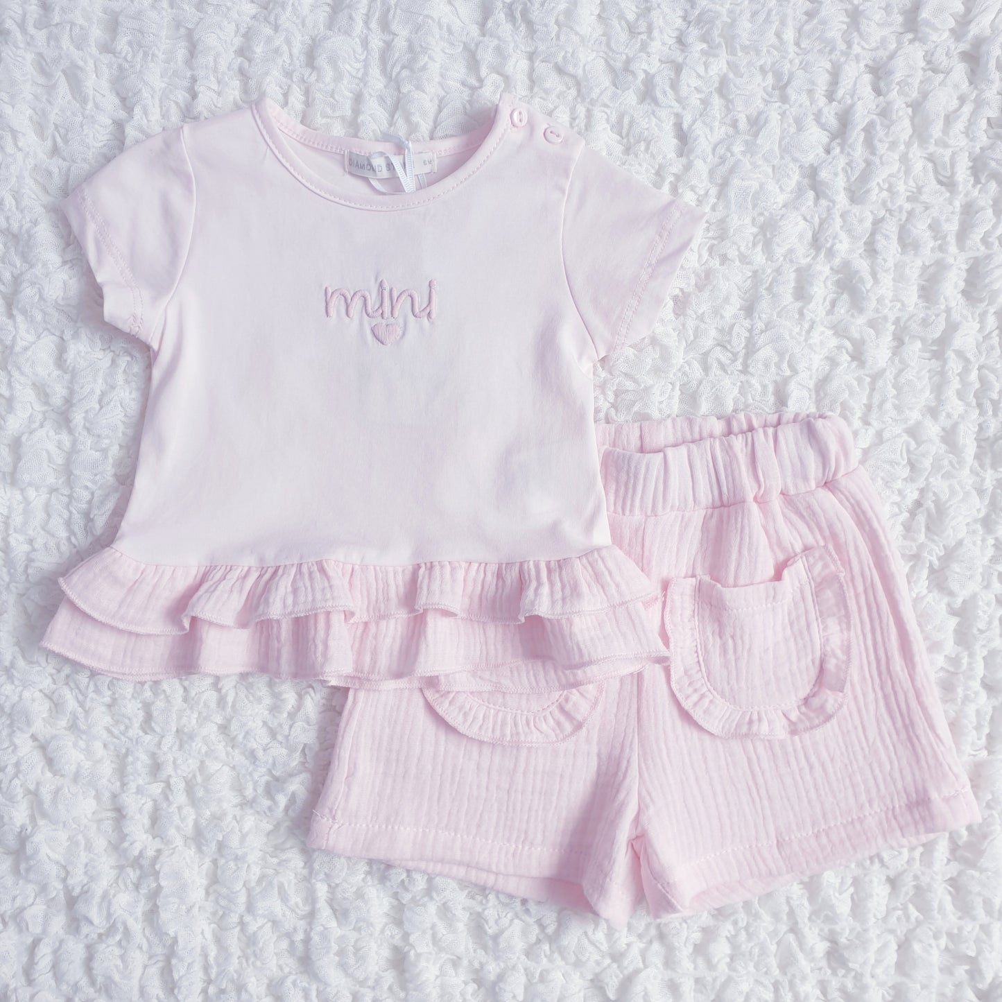 Baby Girls Pink Ruffle Shorts Set