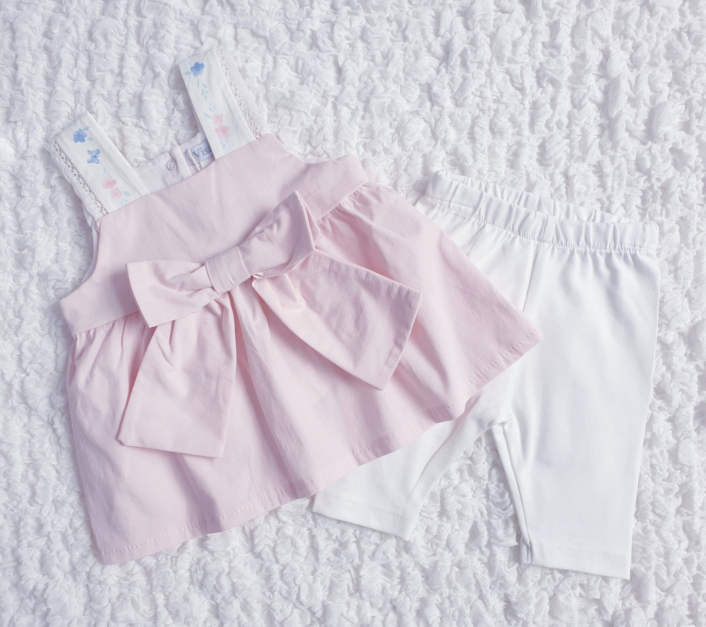 Baby Girls Pink Bow Leggings Set