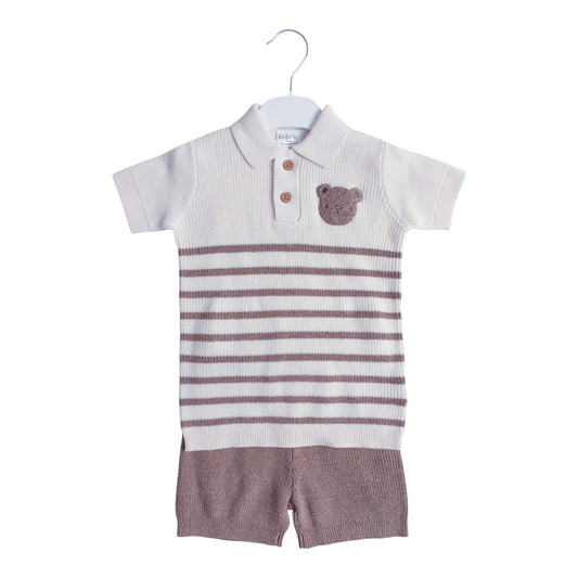 Boys Teddy Knitted Shorts Set