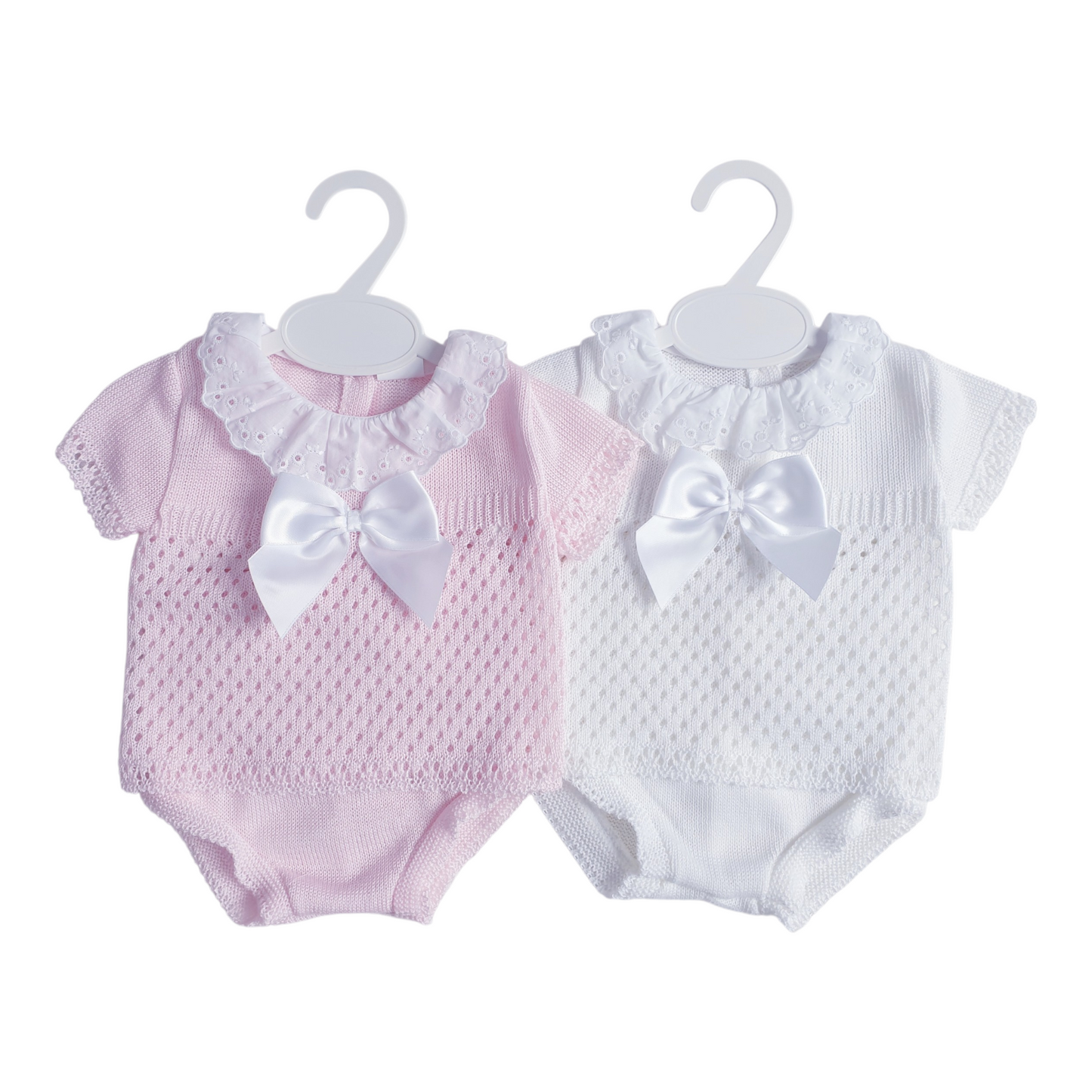 Baby Girls Spanish Knitted Jam Set Pink Cream