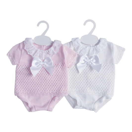 Baby Girls Spanish Knitted Jam Set Pink Cream