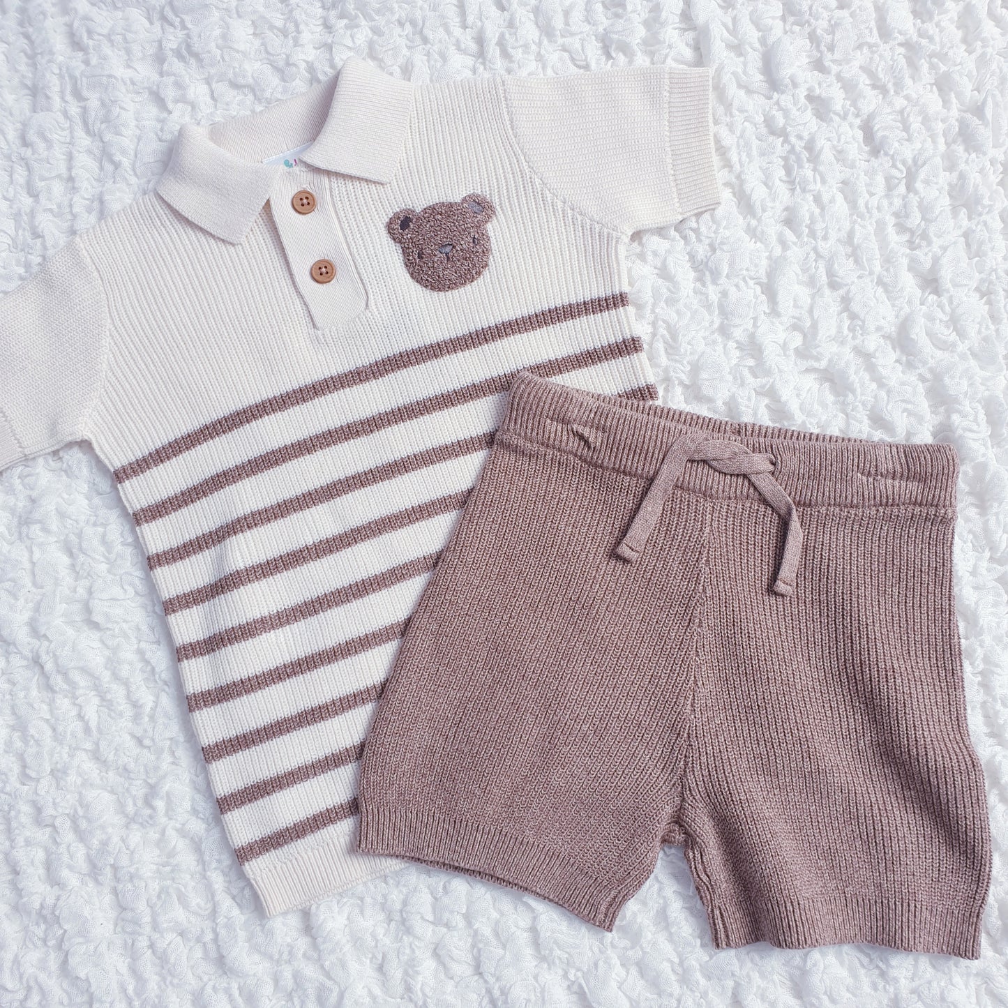 Boys Teddy Knitted Shorts Set