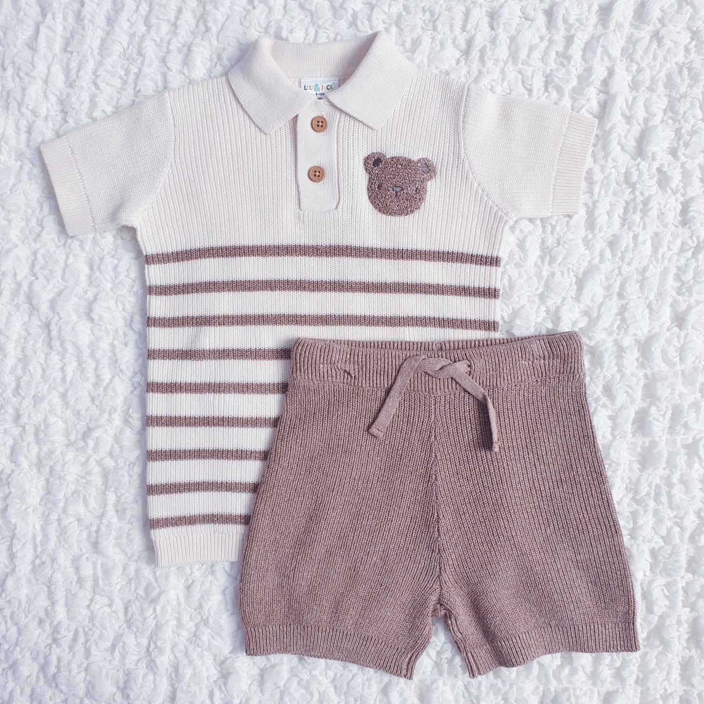 Boys Teddy Knitted Shorts Set