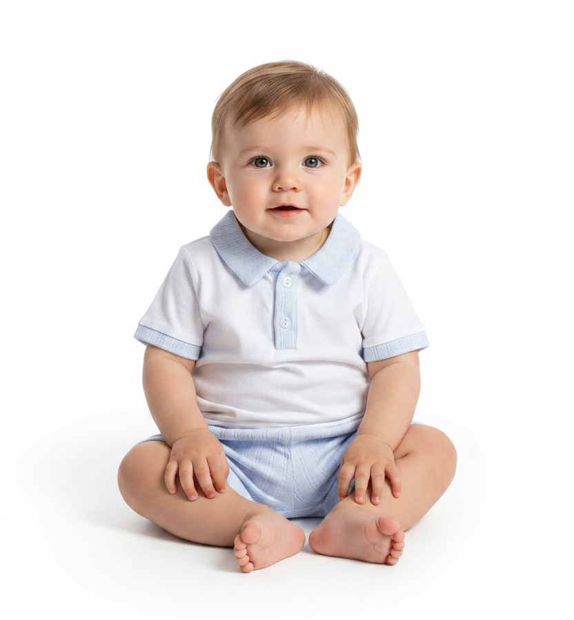 Baby Boys Shorts Set Blue Beige
