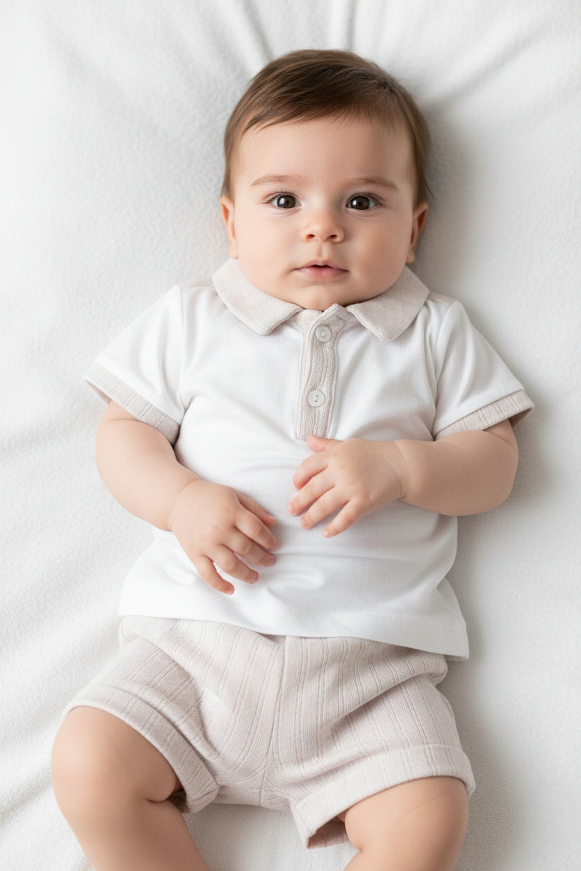 Baby Boys Shorts Set Blue Beige