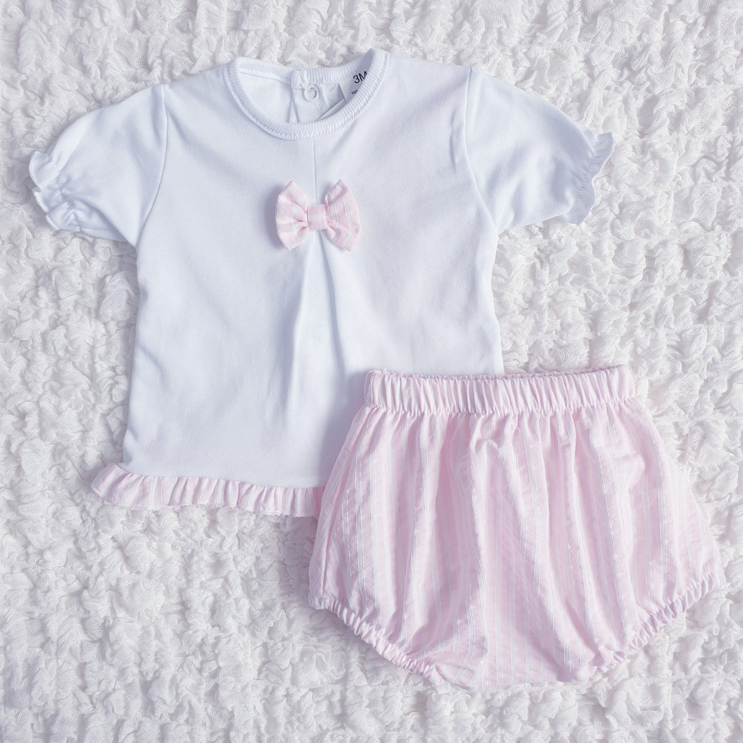 Baby Girls White Pink Jam Set