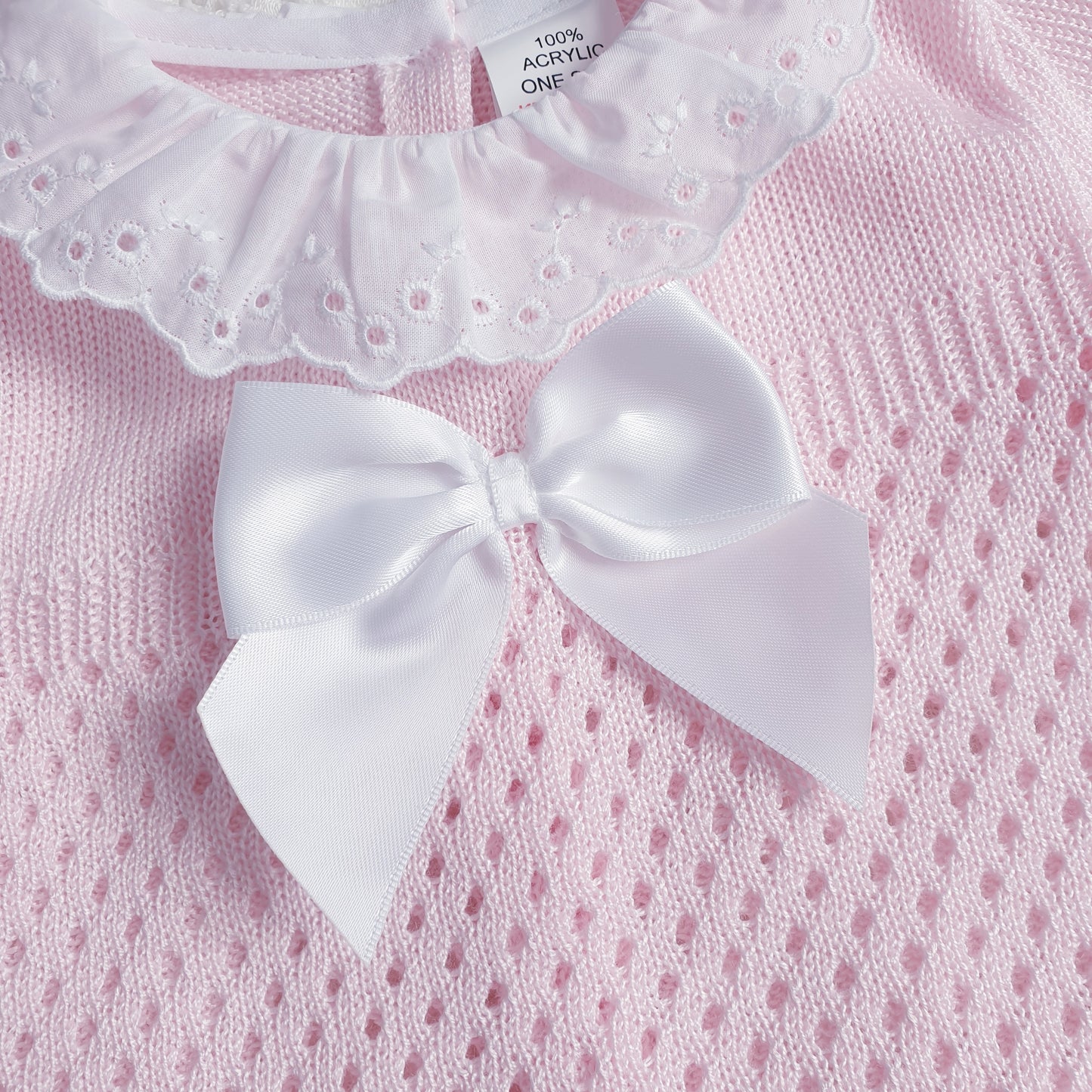 Baby Girls Spanish Knitted Jam Set Pink Cream