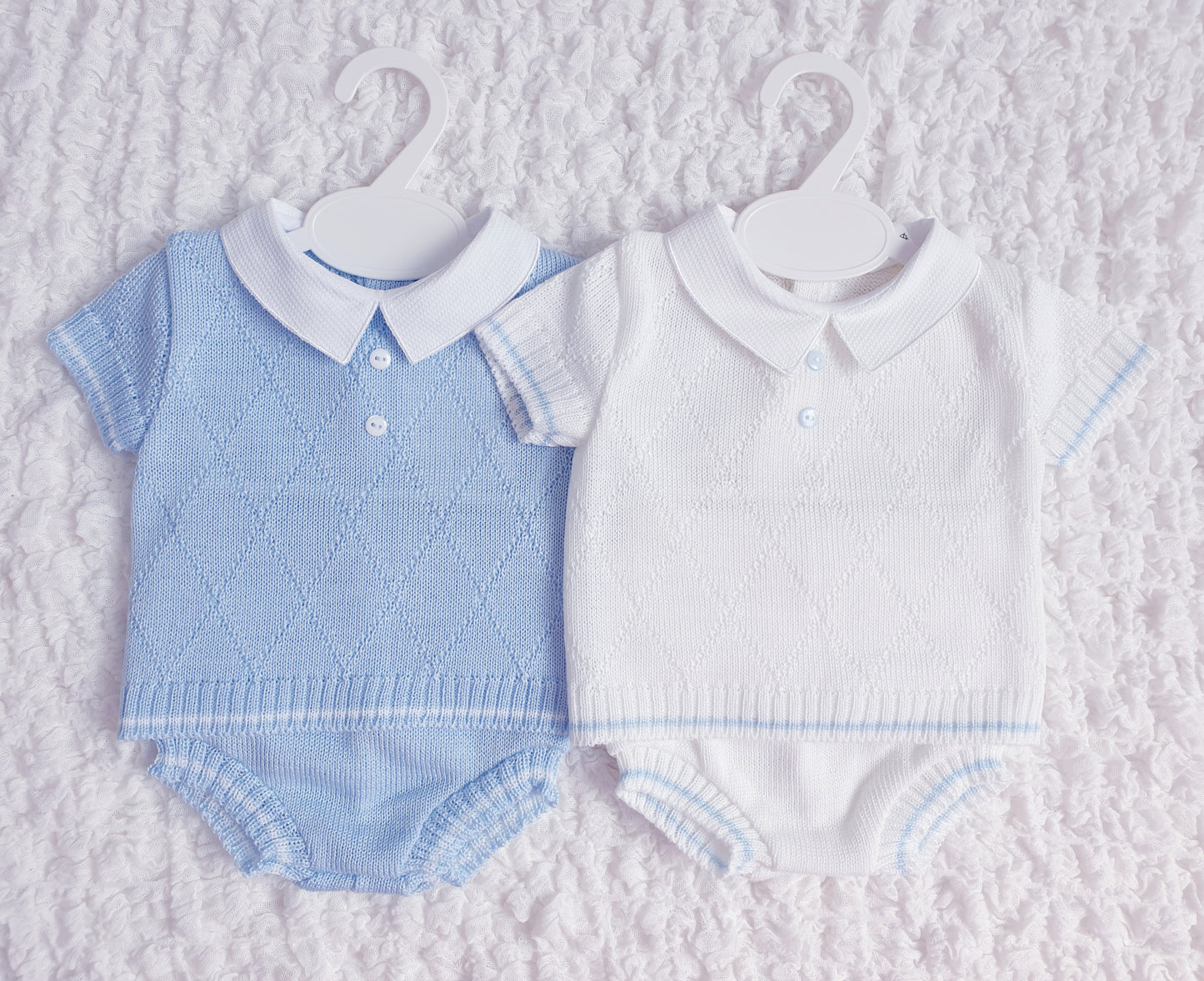 Baby Boys Spanish Knitted Jam Set Blue White
