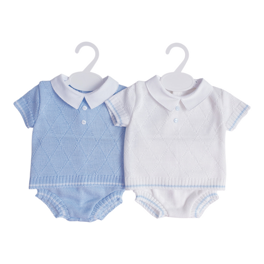 Baby Boys Spanish Knitted Jam Set Blue White