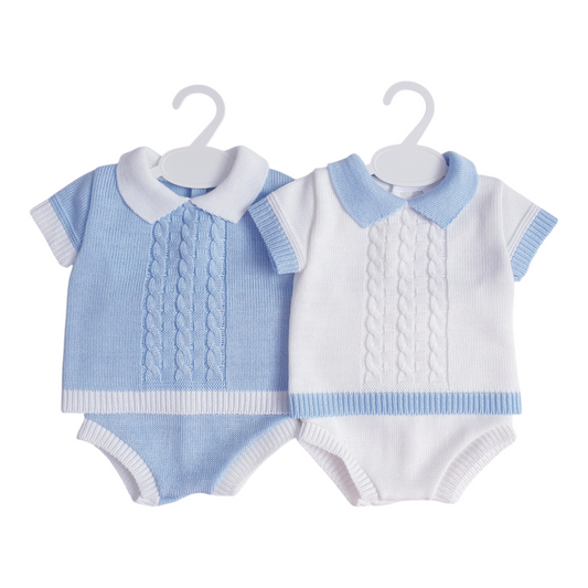 Baby Boys Spanish Knitted Jam Set White Blue