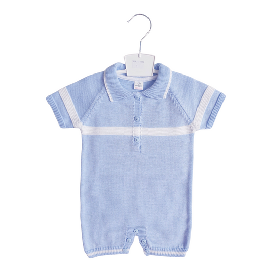Baby Boys Blue Spanish Knitted Romper