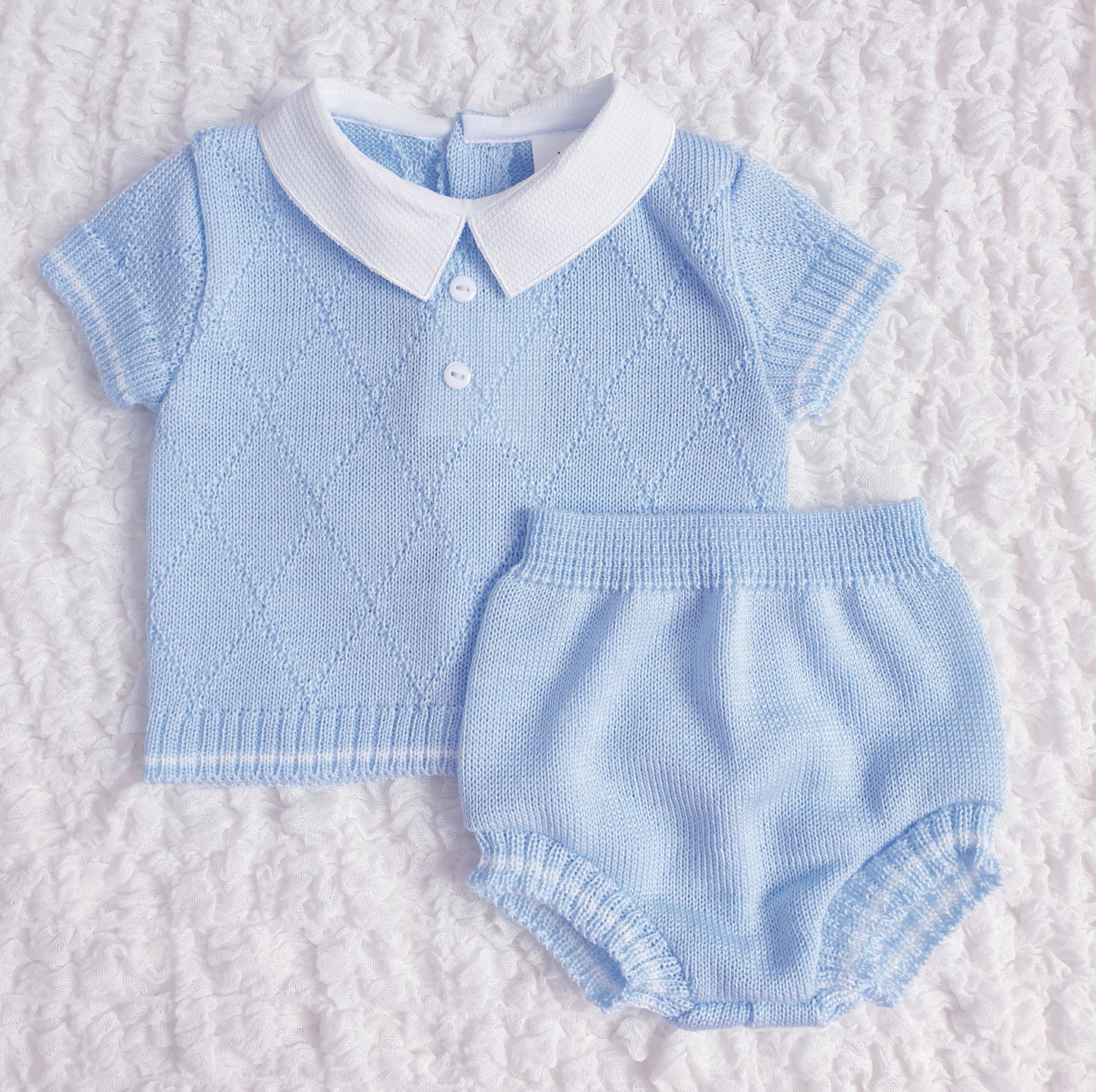 Baby Boys Spanish Knitted Jam Set Blue White