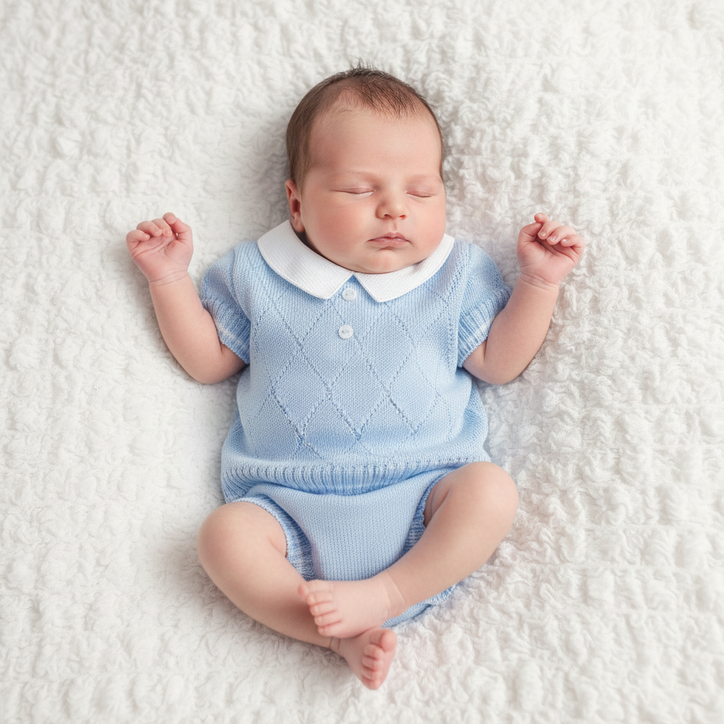 Baby Boys Spanish Knitted Jam Set Blue White