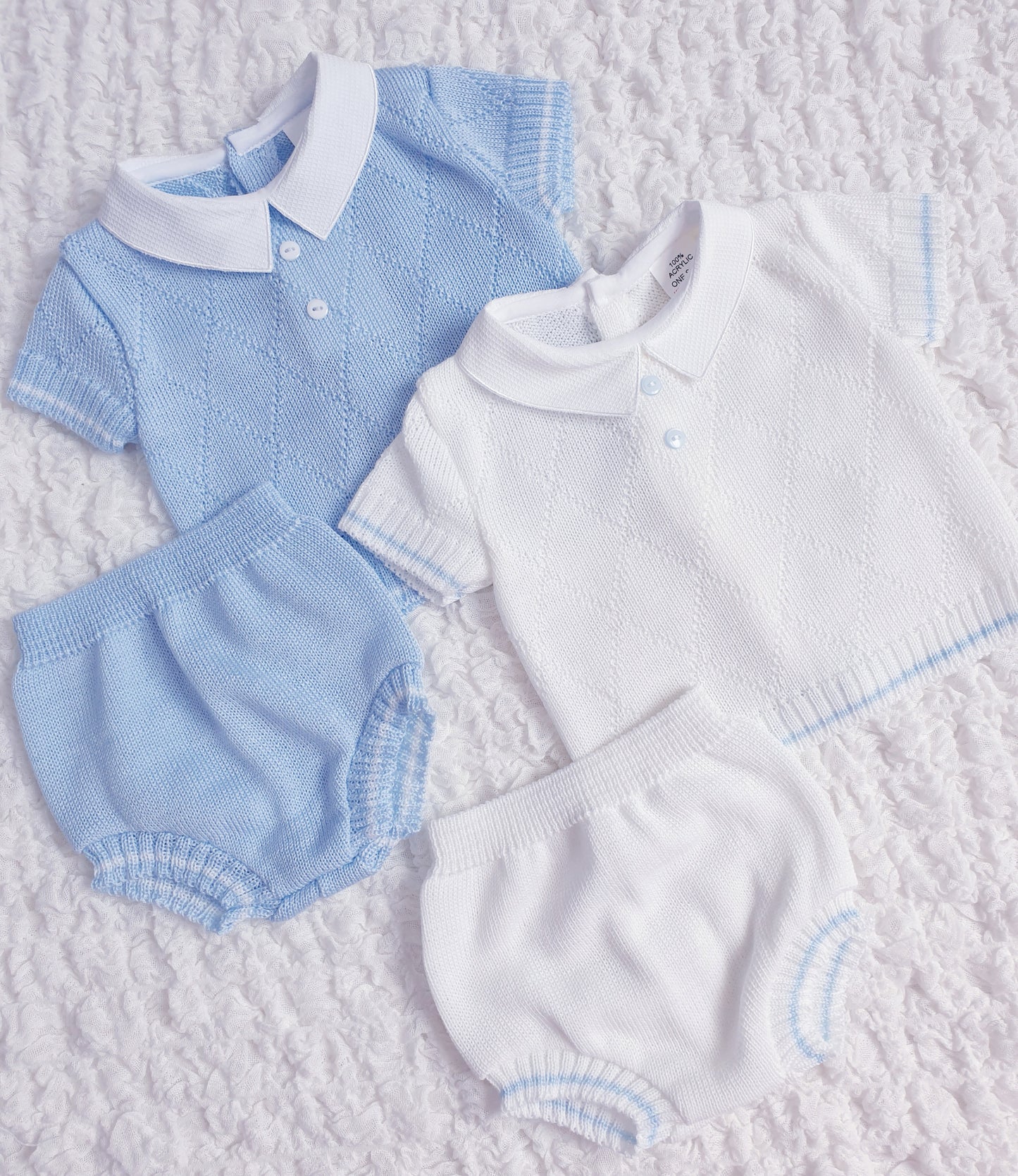 Baby Boys Spanish Knitted Jam Set Blue White