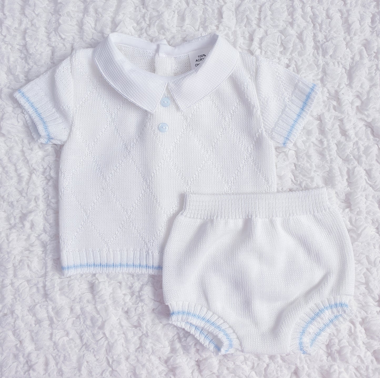Baby Boys Spanish Knitted Jam Set Blue White