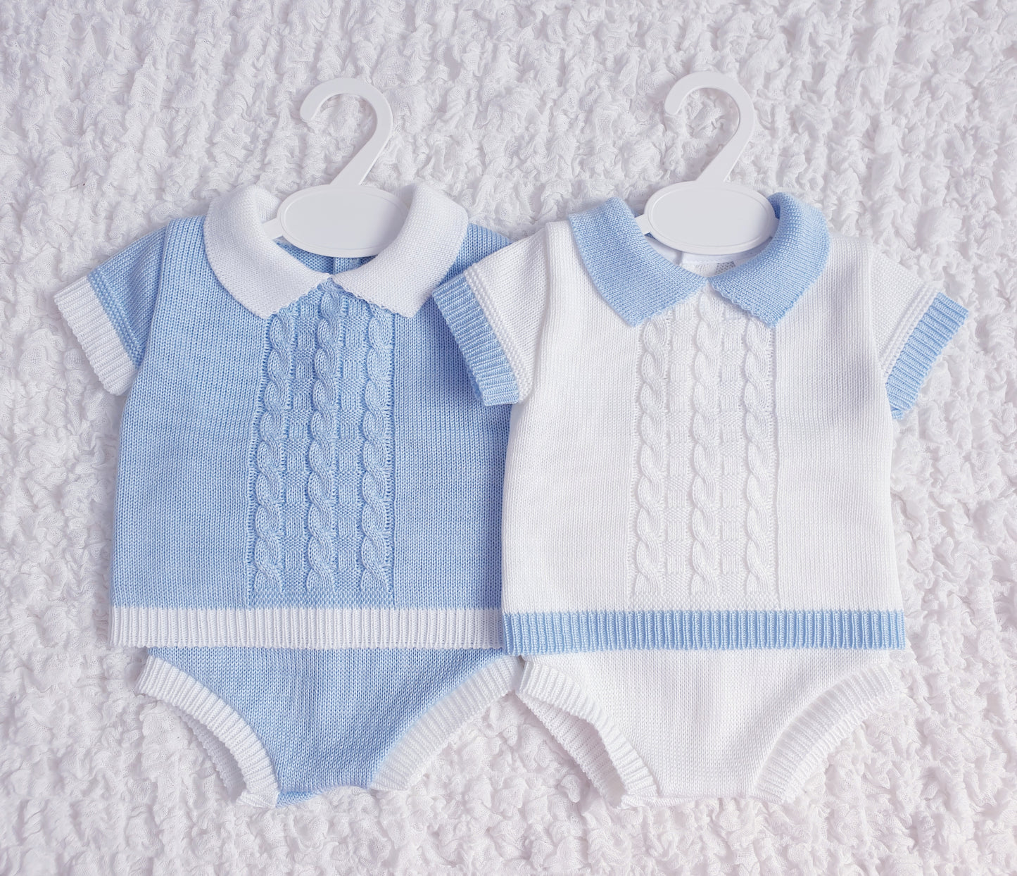 Baby Boys Spanish Knitted Jam Set White Blue