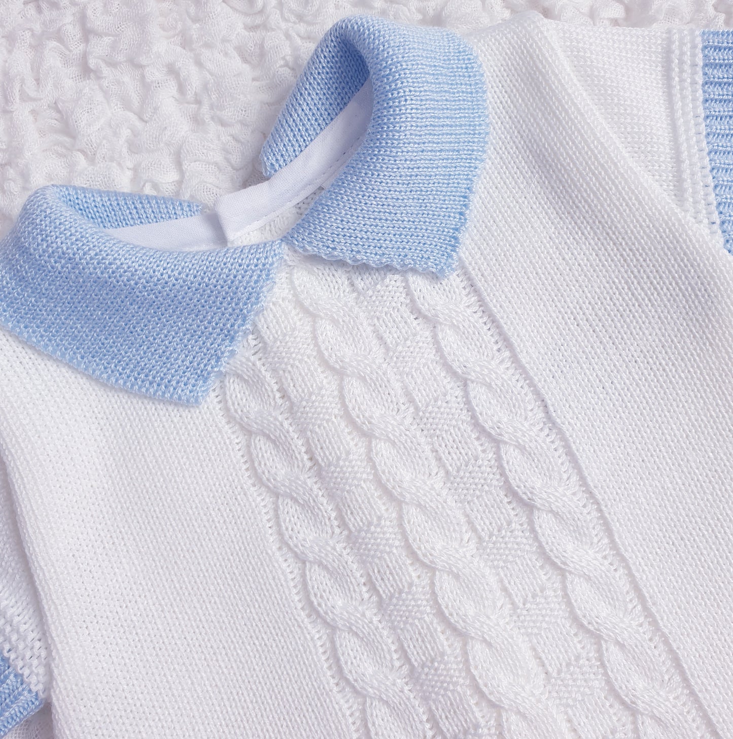 Baby Boys Spanish Knitted Jam Set White Blue