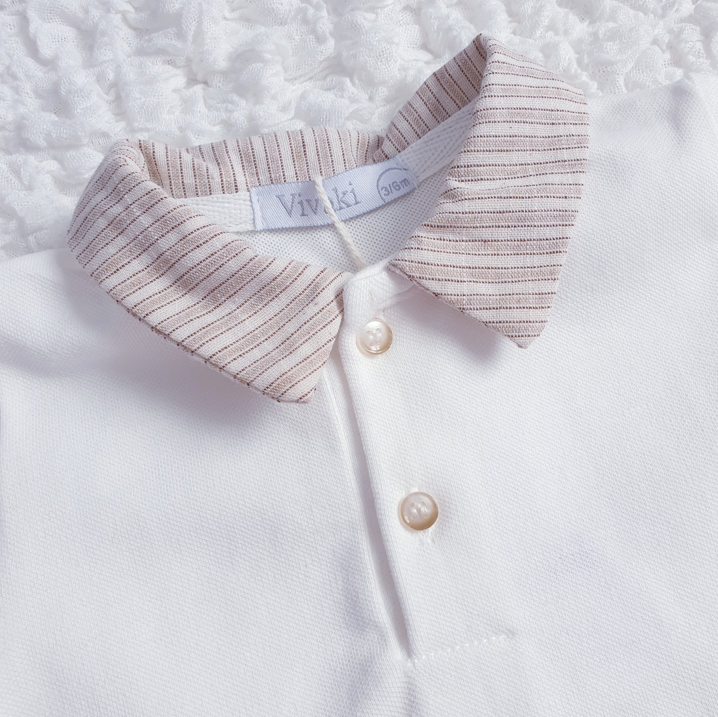 Baby Boys Beige Stripe Shorts Set