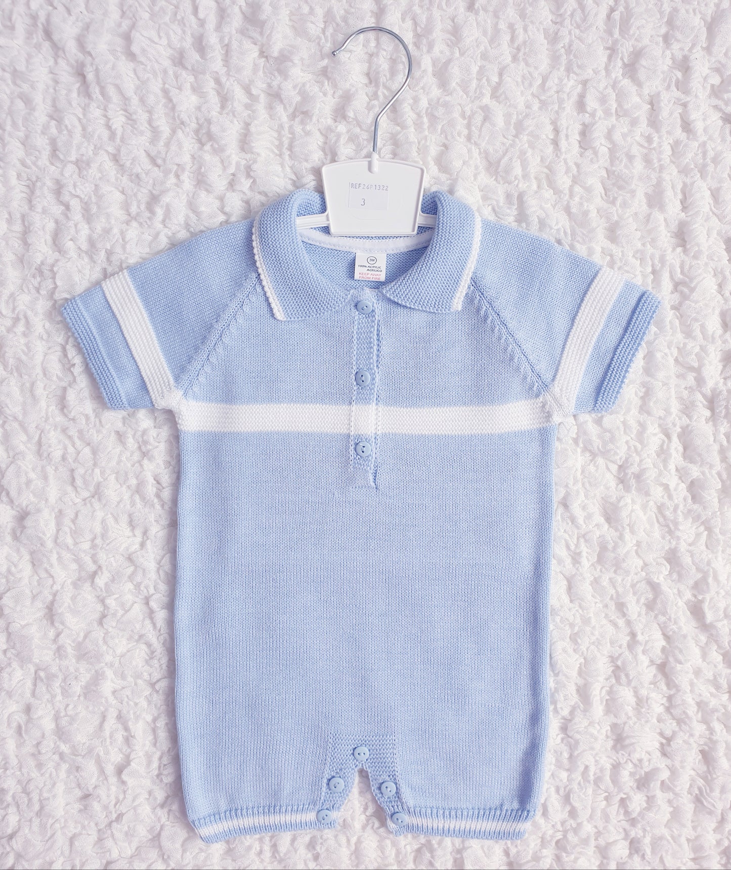Baby Boys Blue Spanish Knitted Romper