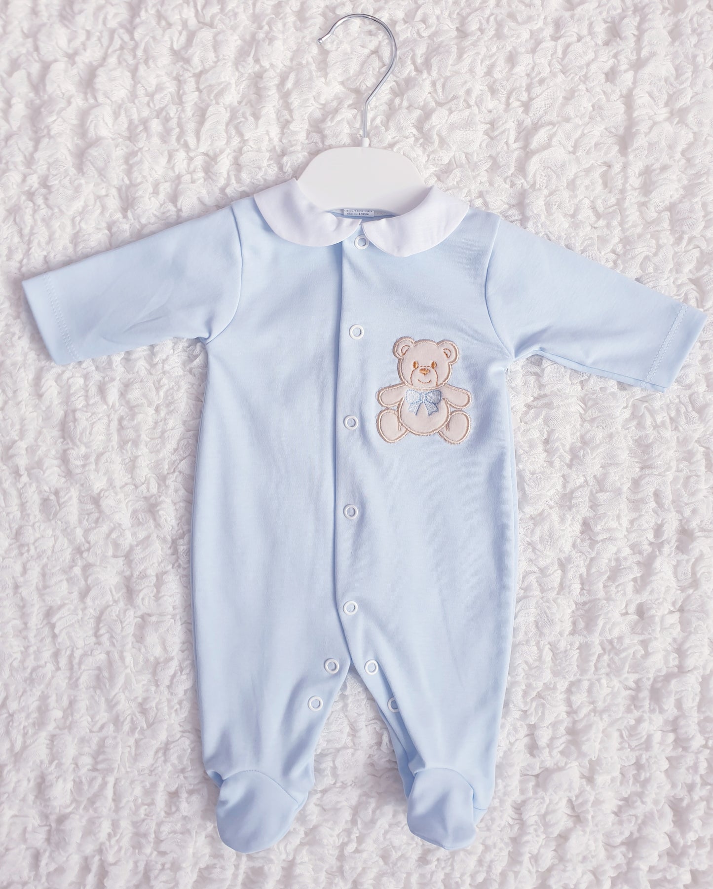Baby Girls Boys Teddy Babygrow Pink Blue