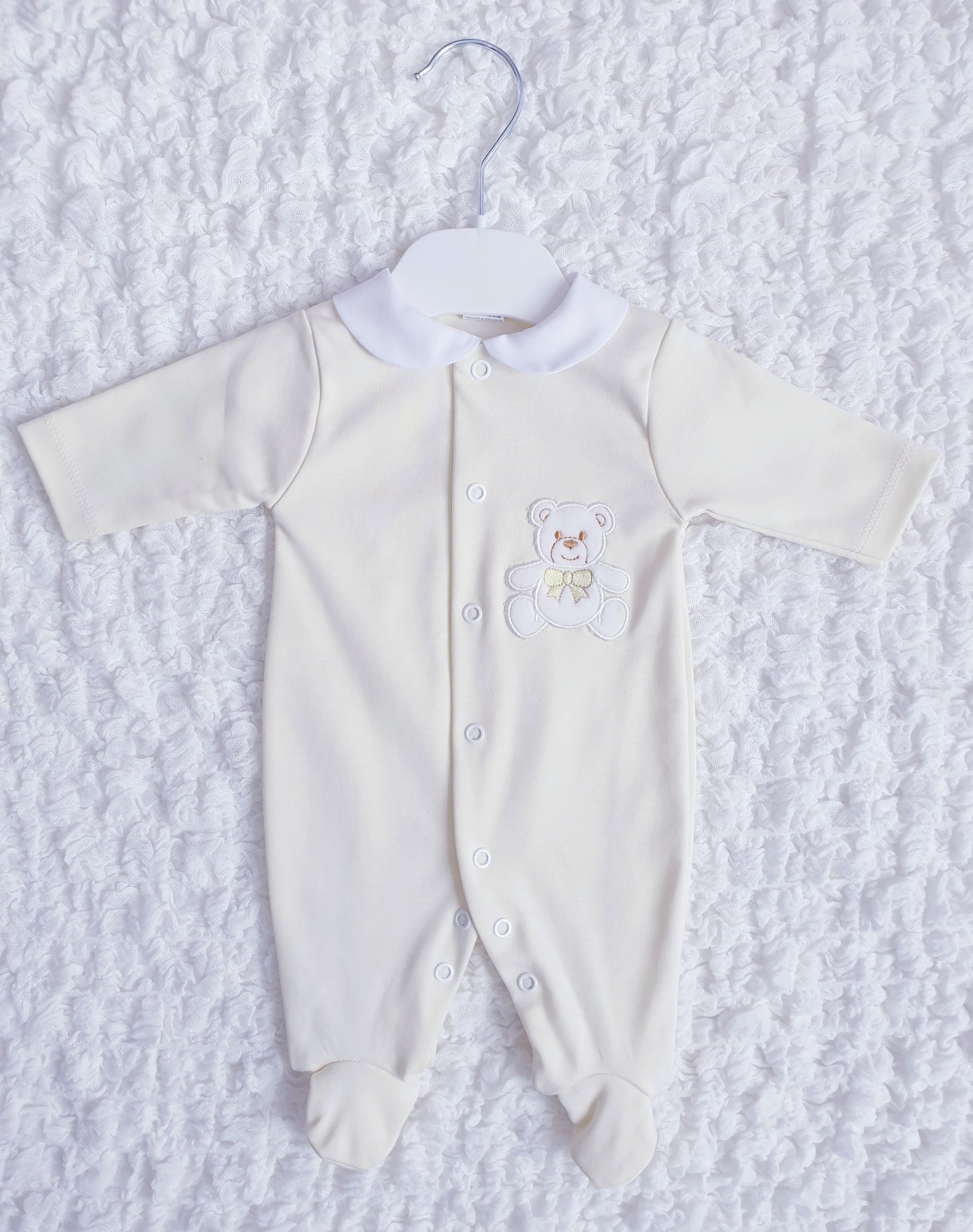 Baby Girls Boys Teddy Babygrow Pink Blue