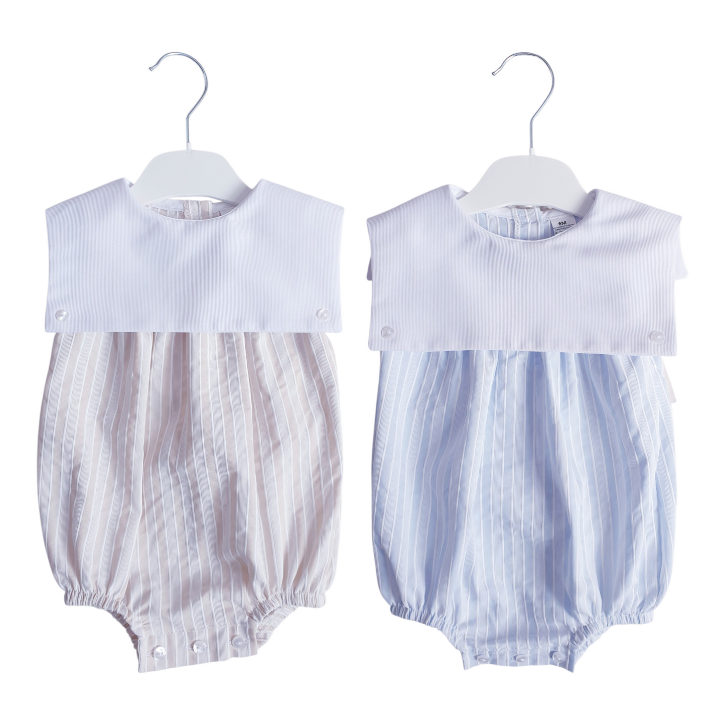 Baby Boys Striped Square Bib Romper