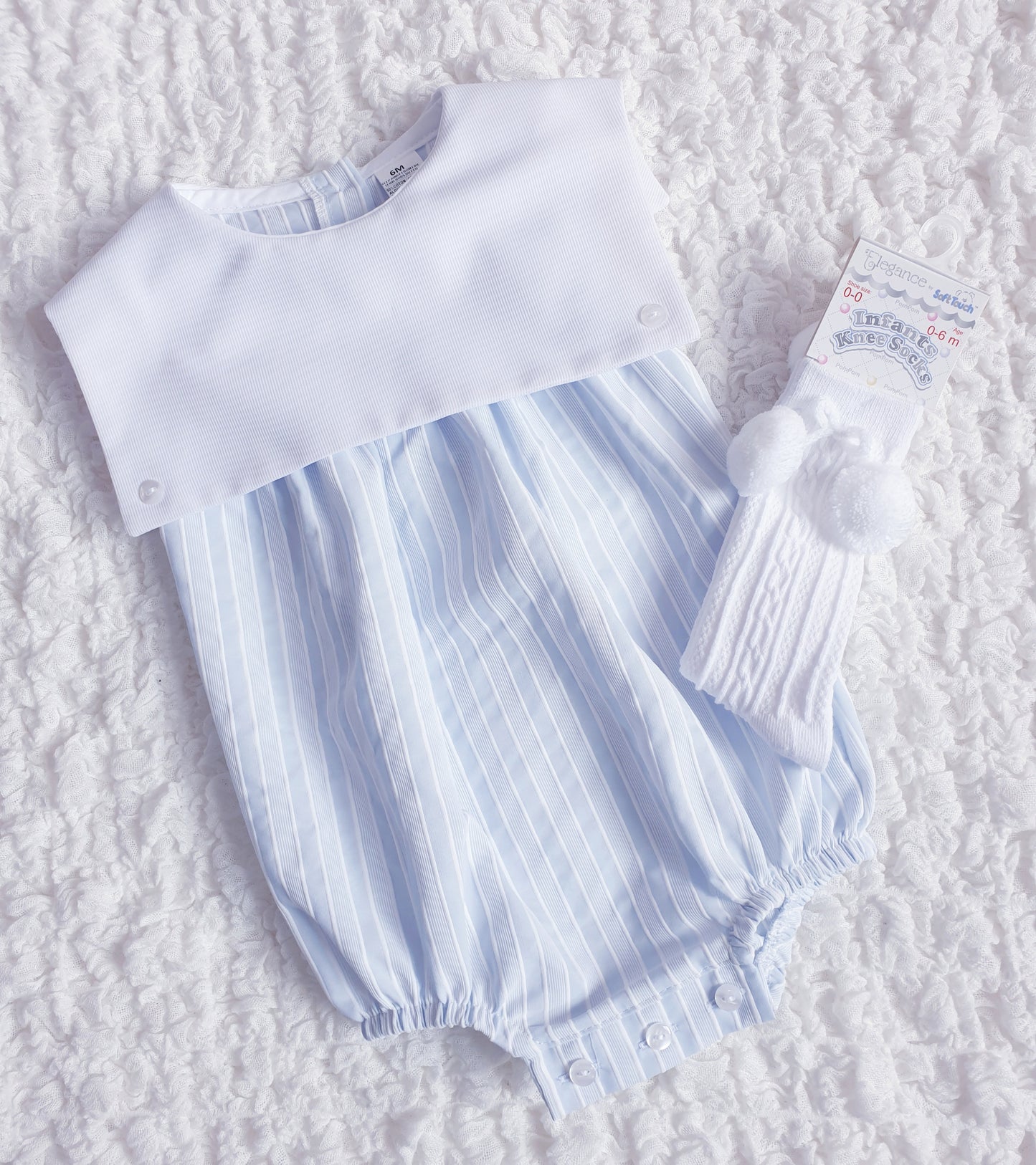 Baby Boys Striped Square Bib Romper
