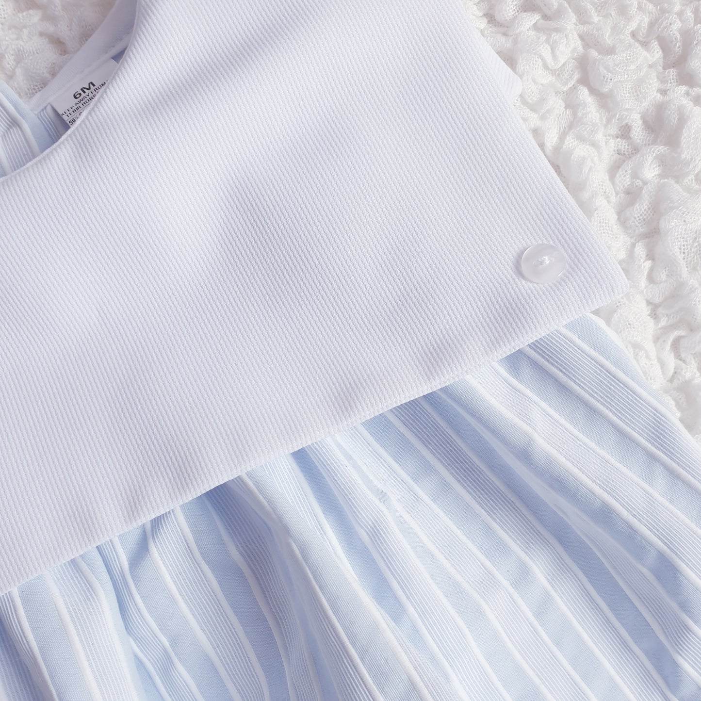 Baby Boys Striped Square Bib Romper