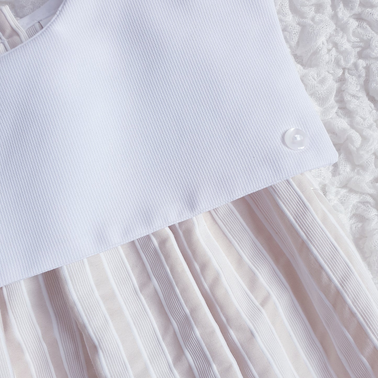 Baby Boys Striped Square Bib Romper