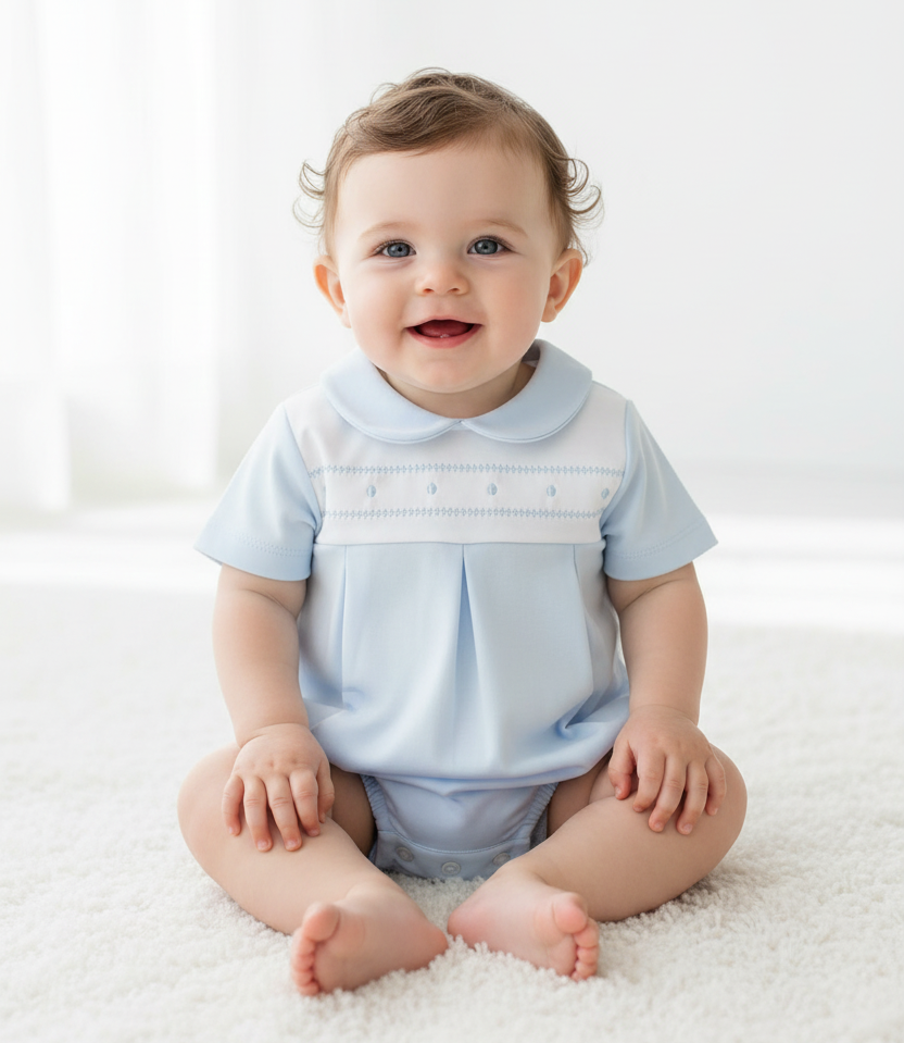 Baby Boys Spanish Romper Blue Mint Lemon