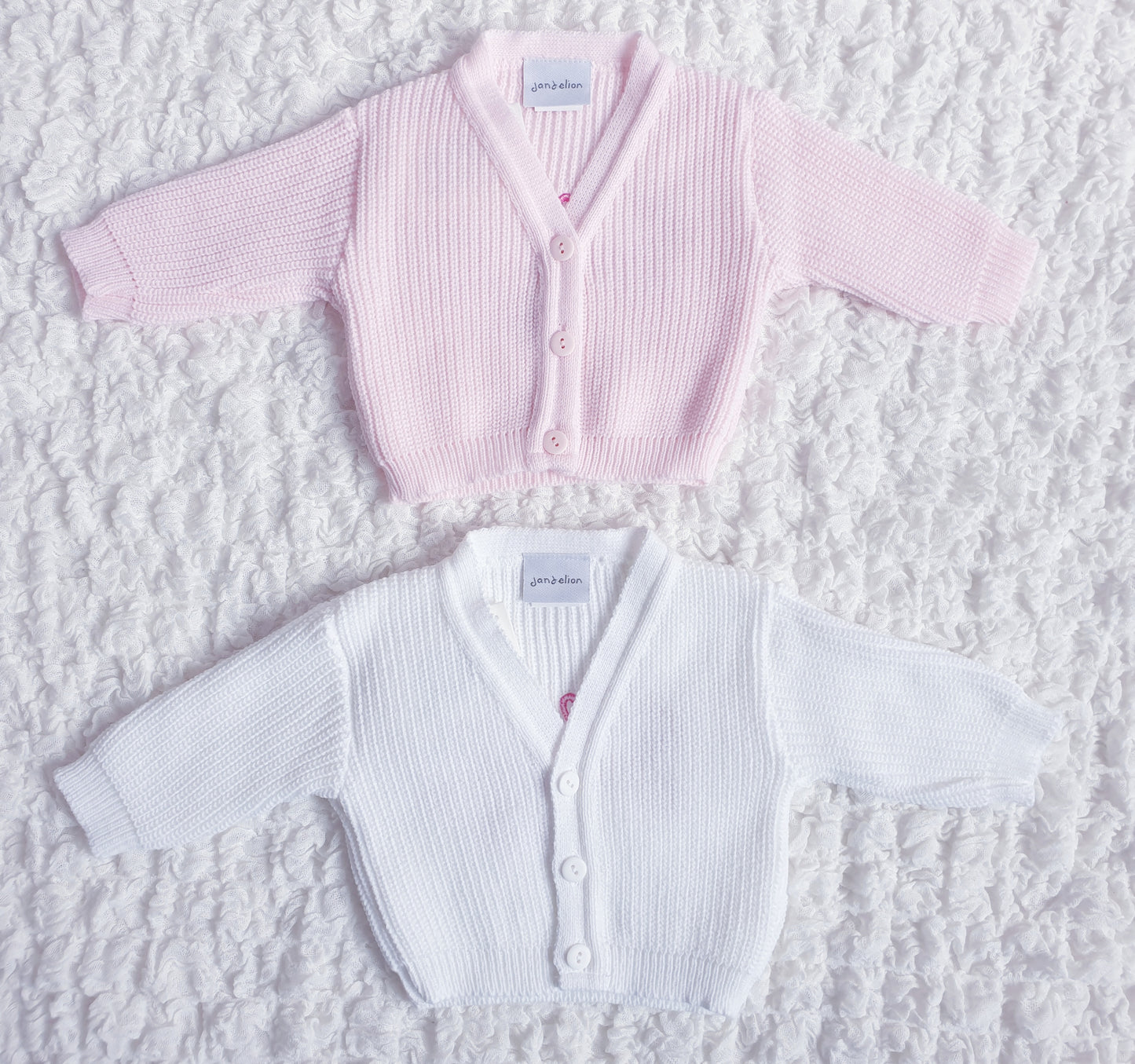 Baby Girls "She's Here" Cardigan White Pink