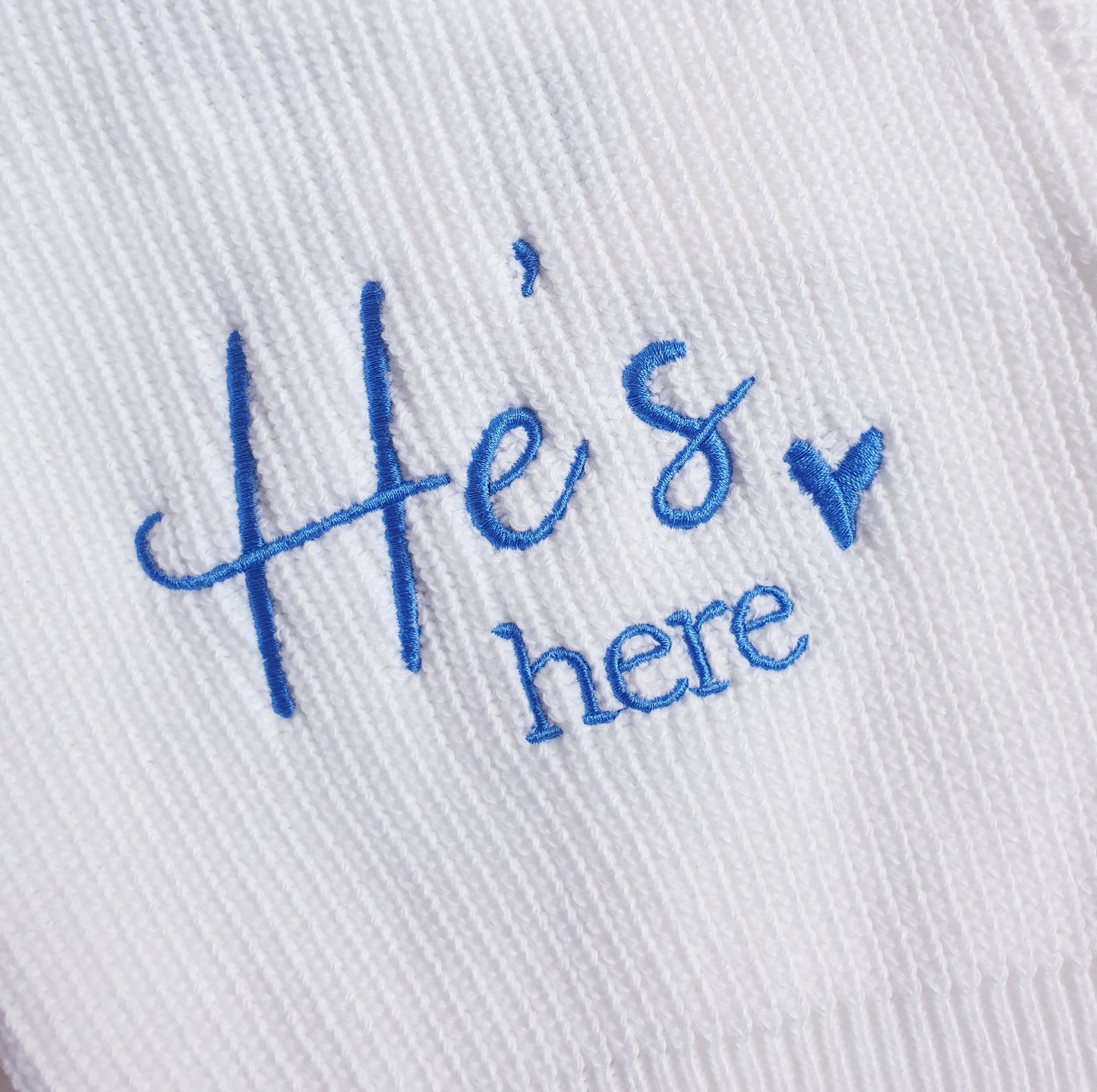 Baby Boys "He's Here" Cardigan White Blue